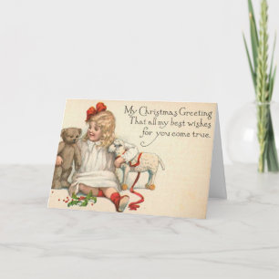 Carte de Noël vintage avec la petite fille