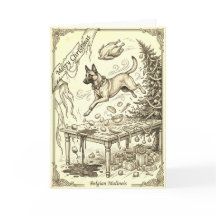 Carte de Noël vintage Belgique Malinois avec Bio