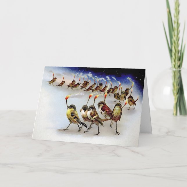 Carte de Noël vintage Bird Mob (Devant)