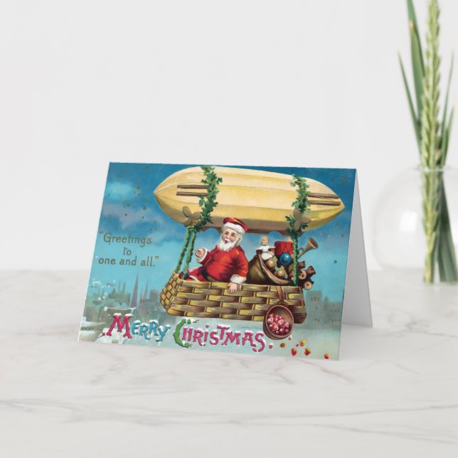 Carte de Noël vintage Blimp victorienne (Devant)