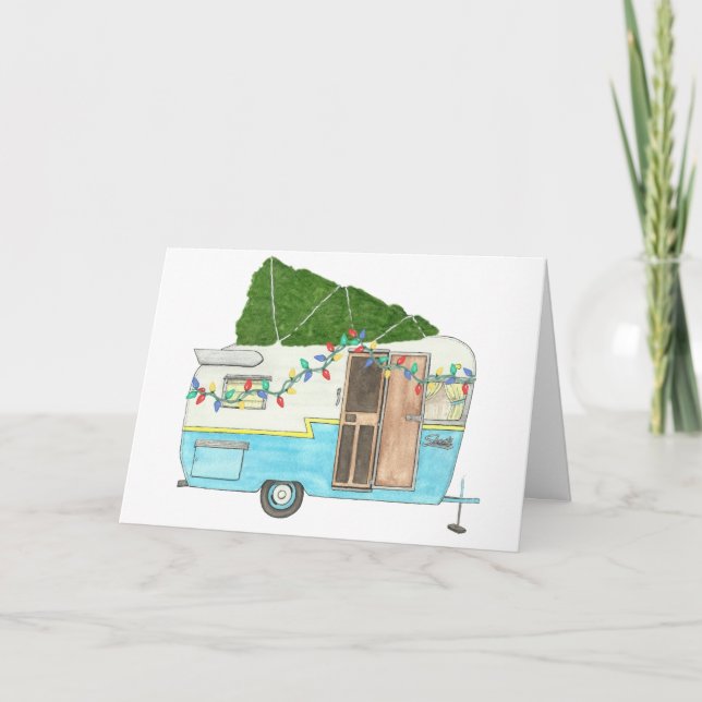 Carte de Noël vintage Camping Trailer (Devant)