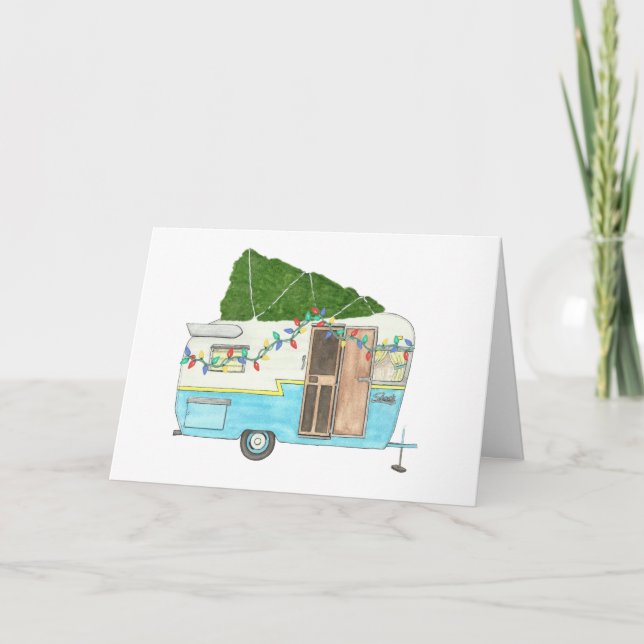 Carte de Noël vintage Camping Trailer (Devant)