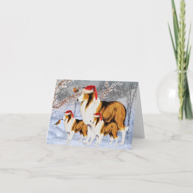 Carte de Noël vintage Collie Dog (Devant)