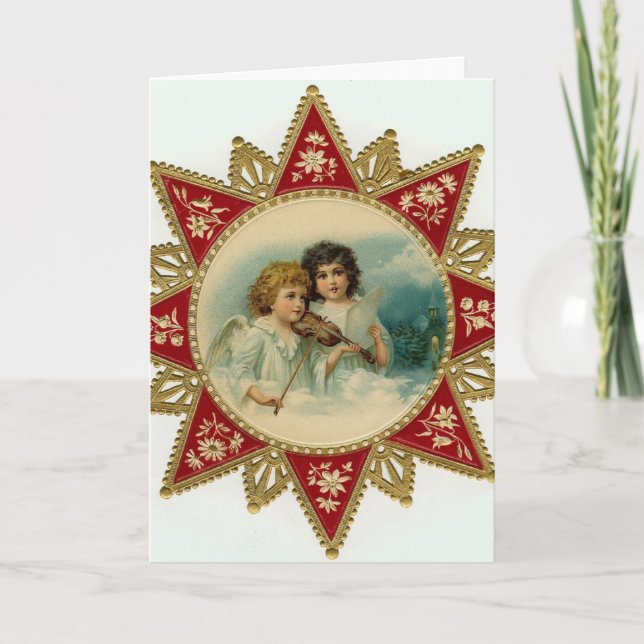 Carte de Noël vintage d'anges (Devant)