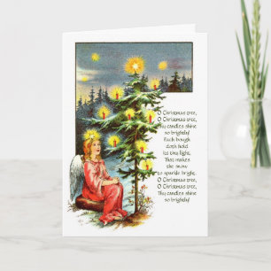 Carte de Noël vintage d'arbre de Noël d'O