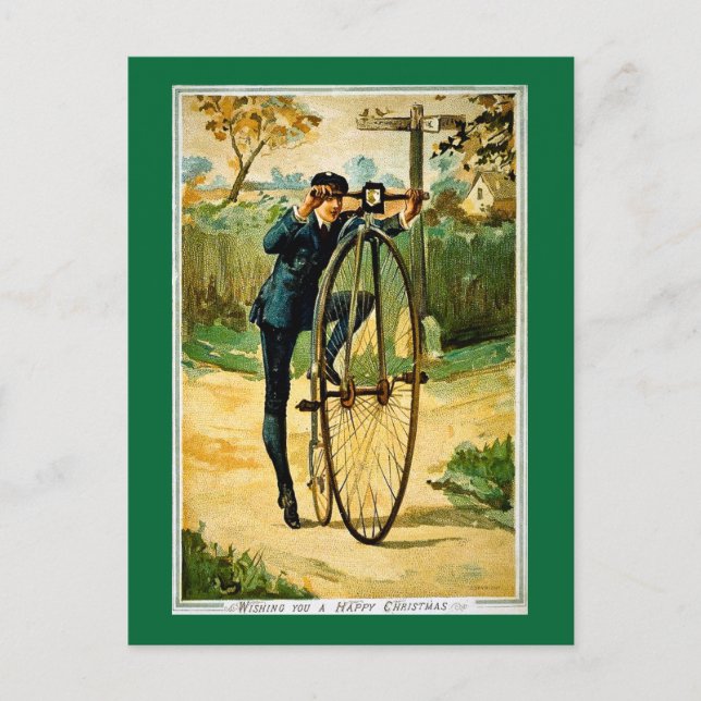 Carte de Noël vintage de bicyclette (Devant)