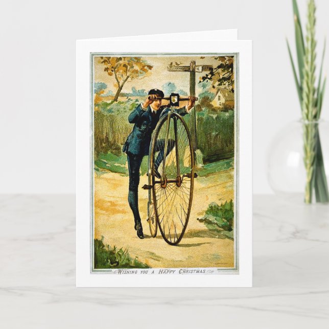 Carte de Noël vintage de bicyclette (Devant)