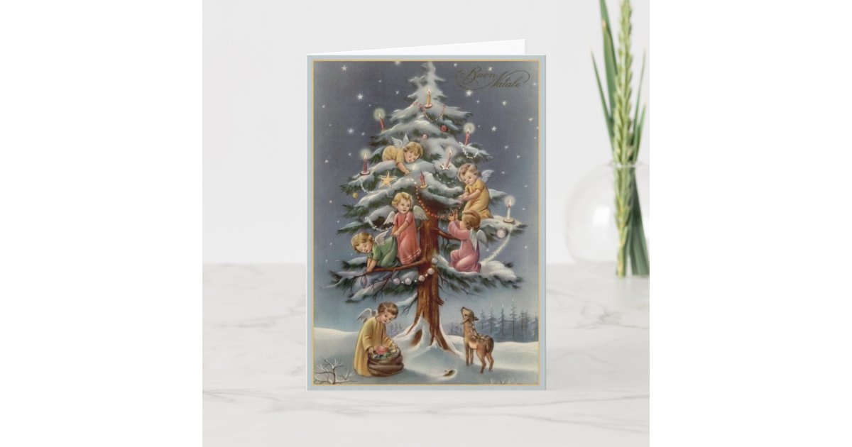 Carte De Noel Vintage De Buon Natale D Italien Zazzle Ca