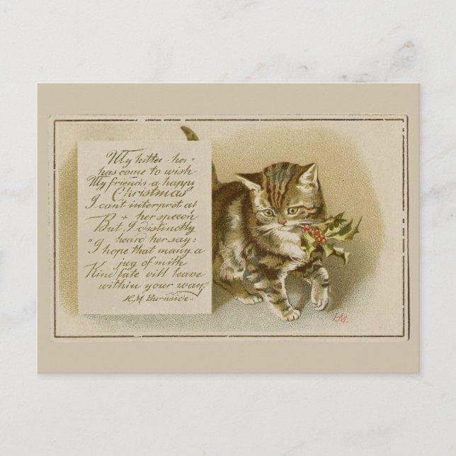 Carte de Noël vintage de chaton (Devant)