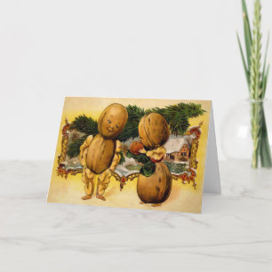 Carte de Noël vintage de la famille de noix