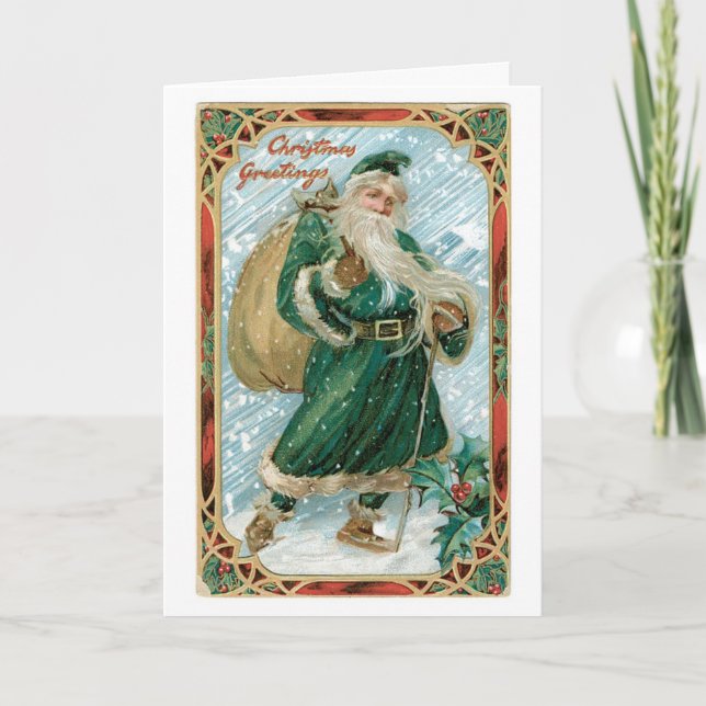 Carte de Noël vintage de Père Noël (Devant)