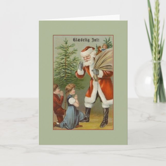 Carte de Noël vintage de Père Noël Glædelig (Devant)