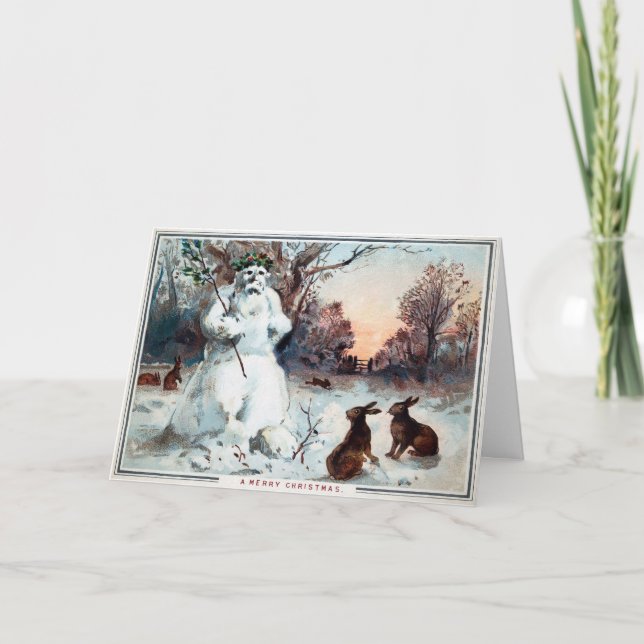 Carte de Noël vintage Déplaisante Snowman (Devant)