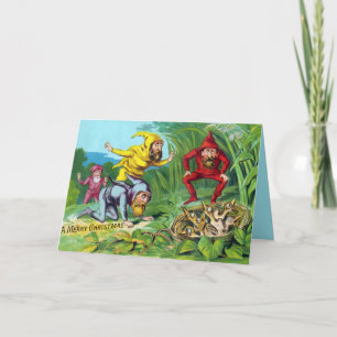 Carte de Noël vintage des Gnomes victoriens