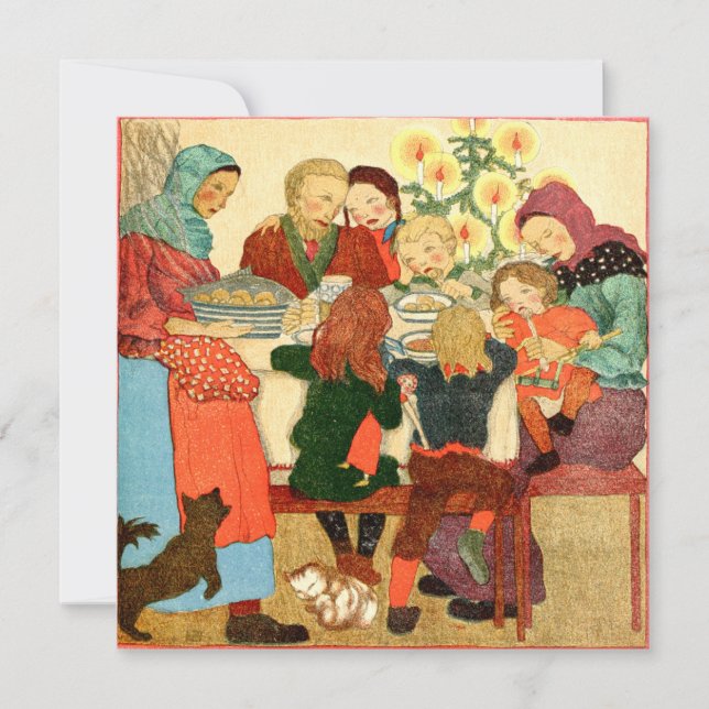 Carte de Noël Vintage | Diner de Noël (Devant)