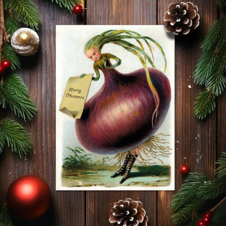 Carte de Noël vintage d'oignon victorien