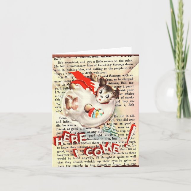 Carte de Noël vintage Doigt Snowball (Devant)