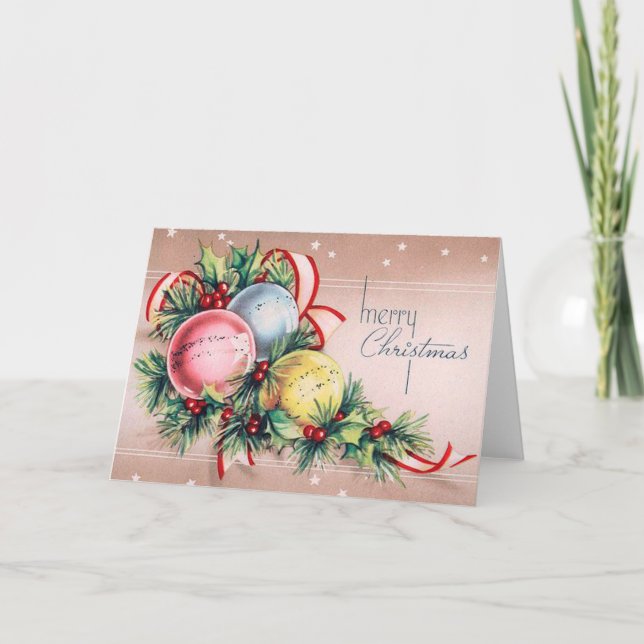 Carte de Noël vintage d'ornement (Devant)