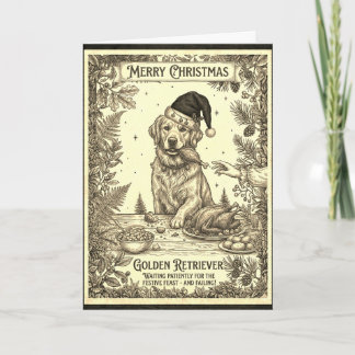 Carte de Noël vintage Golden Retriever avec biogra