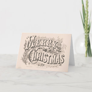 Carte de Noël Vintage   Joyeuse couronne de Noël