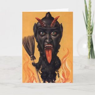 Carte de Noël vintage Krampus Devil