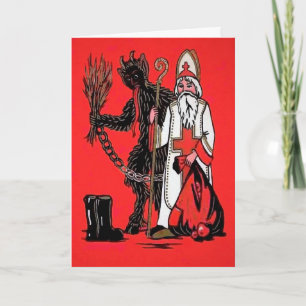 Carte de Noël vintage Krampus et St Nick