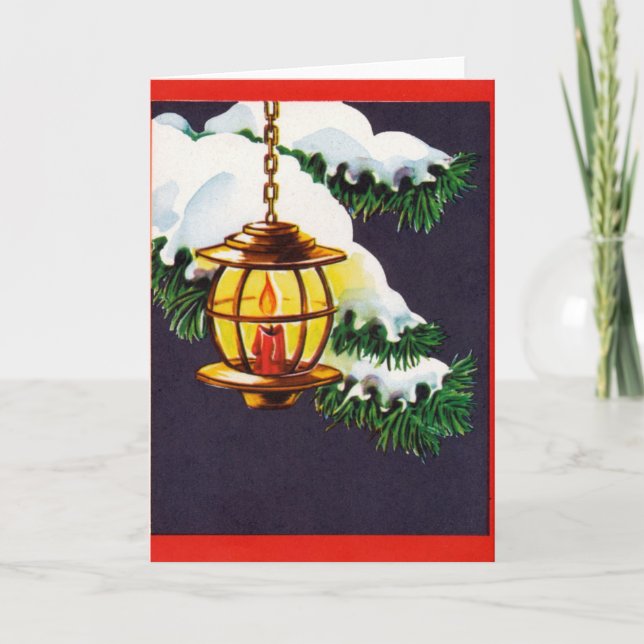 Carte de Noël vintage - lanterne de vacances (Devant)