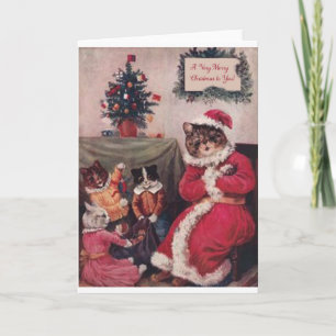 Carte de Noël Vintage, Louis Wain Cats