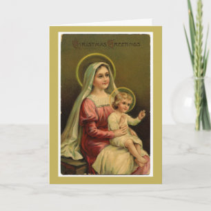 Carte de Noël vintage Madonna et enfant
