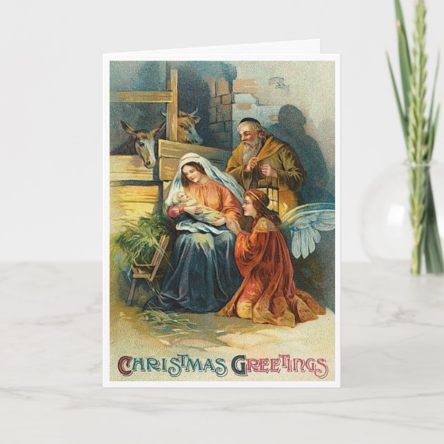 Carte de Noël Vintage Manger (Devant)