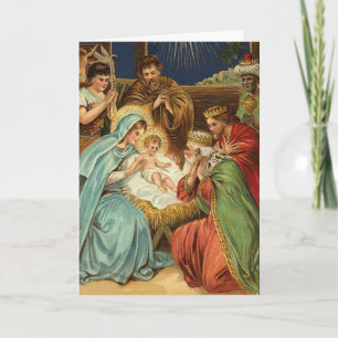Carte de Noël vintage Manger Scene