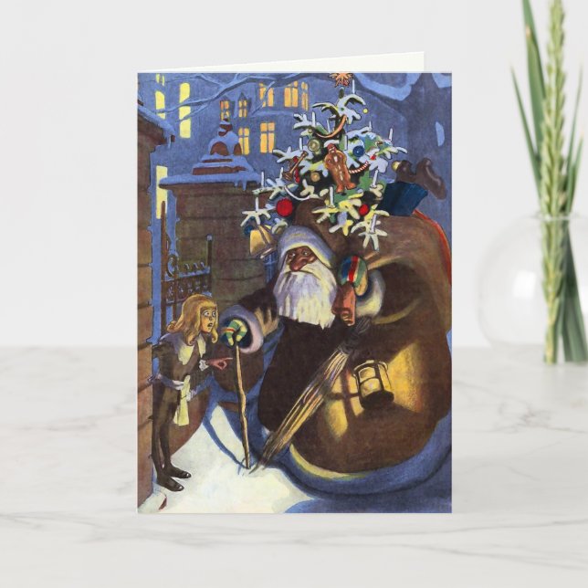 Carte de Noël vintage Mauvaise Père Noël (Devant)