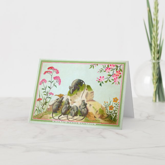 Carte de Noël vintage Mice (Devant)
