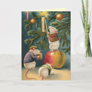 Carte de Noël vintage Mice