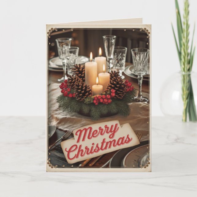 Carte de Noël Vintage MODIFIABLE (Devant)