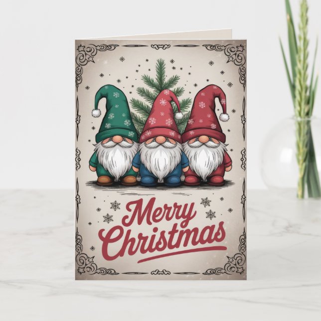 Carte de Noël Vintage MODIFIABLE (Devant)