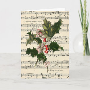 carte de noël vintage partition botanique