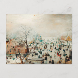 Carte de Noël Vintage   Patinage sur glace sur le 