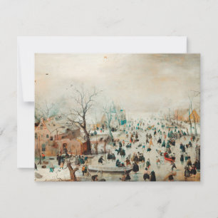 Carte de Noël Vintage   Patinage sur glace sur le 