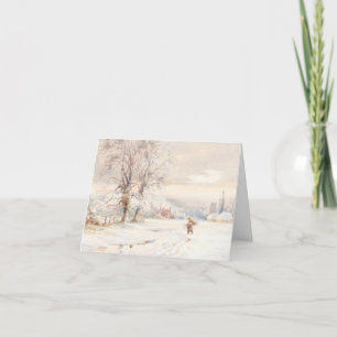 Carte de Noël Vintage PAYSAGE HIVER (vers 1860)