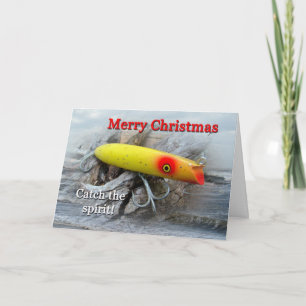 Carte de Noël vintage Pêche pêche pêche