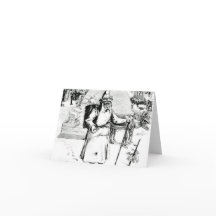 Carte de Noël Vintage Père Noël noir blanc