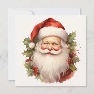 Carte de Noël vintage Père Noël Watercolor