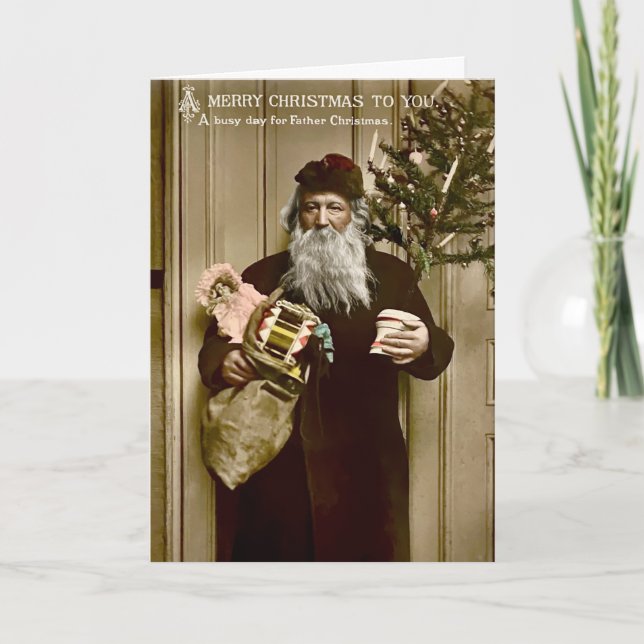 Carte de Noël vintage père occupé (Devant)