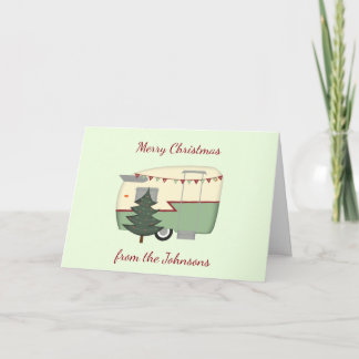 Carte de Noël vintage personnalisable de campeur