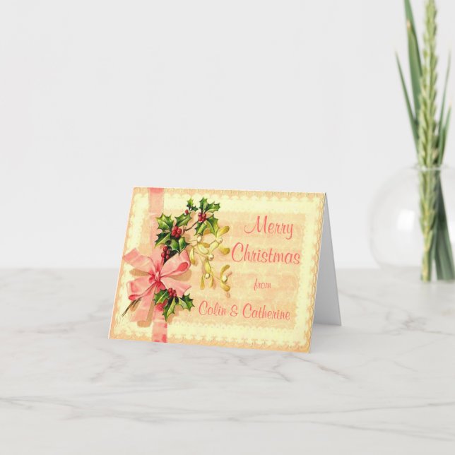 Carte de Noël Vintage personnalisée (Devant)