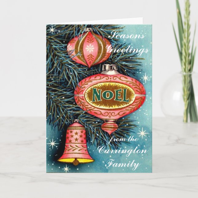 Carte de Noël Vintage personnalisée (Devant)