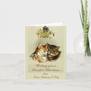 Carte de Noël Vintage pour chats personnalisés