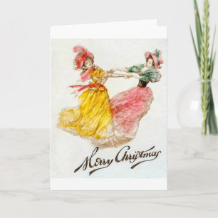 Carte de Noël vintage pour femmes LGBT lesbiennes