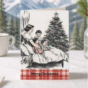Carte de Noël vintage pour la famille